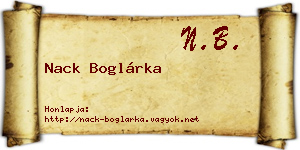 Nack Boglárka névjegykártya