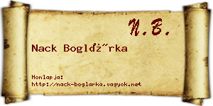 Nack Boglárka névjegykártya